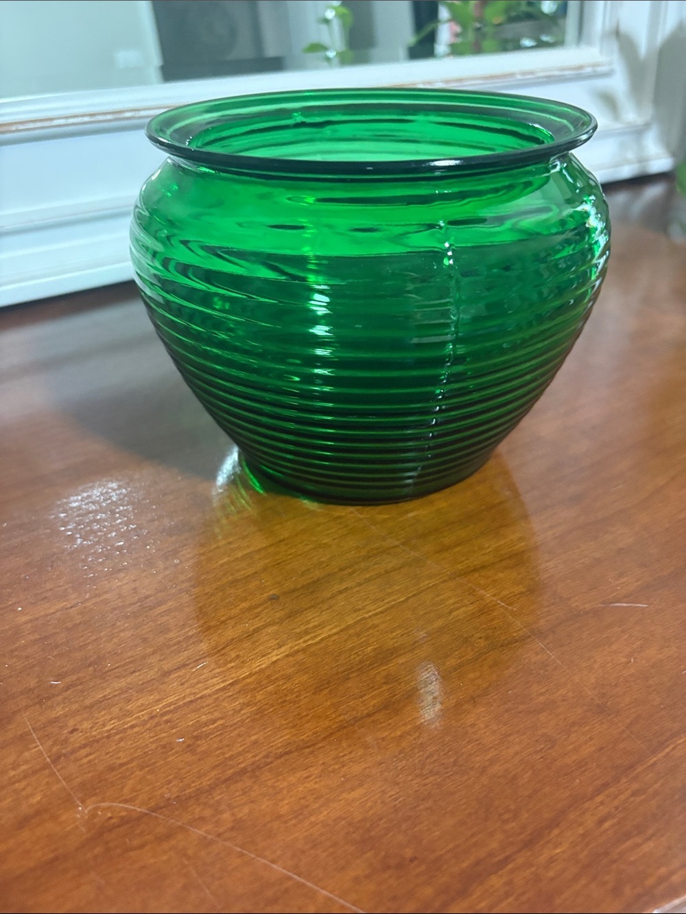 Green Ribbed Glass Vase - Home Accents